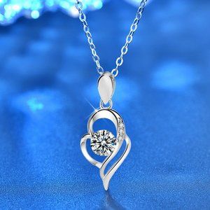 Certified 1/2 ct. t.w. Moissanite Diamond Heart Pendant Necklace NEW